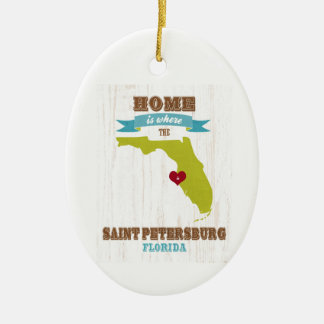 St Petersburg hem- Florida karta - är var Julgransprydnad Keramik