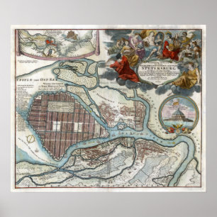 St Petersburg karta 1720 Poster
