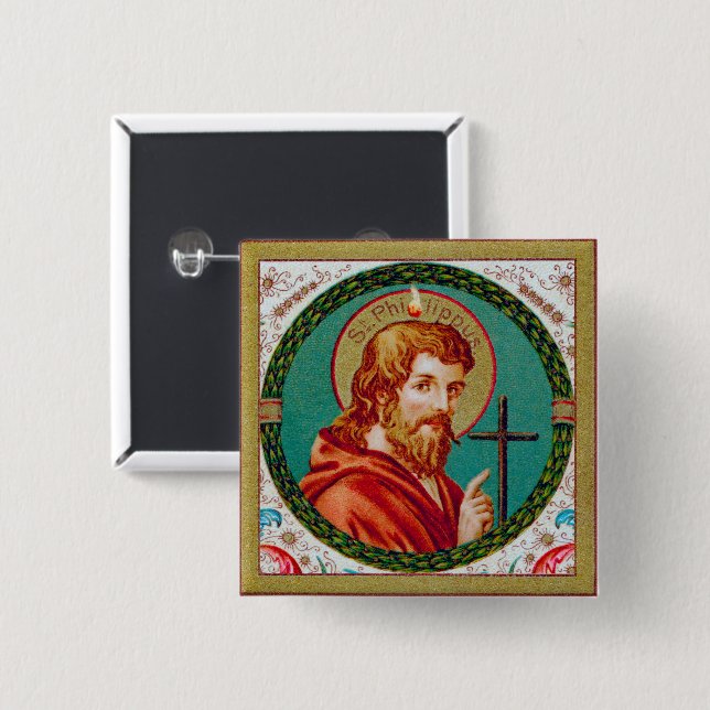 St. Philip the Apostle (JMAS 10) Square Knapp (Framsida & baksida)