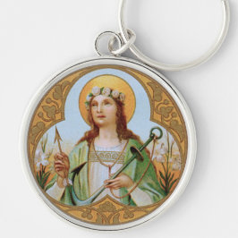 St. Philomena (BK 005) Metall Rund Silverfärgad Nyckelring