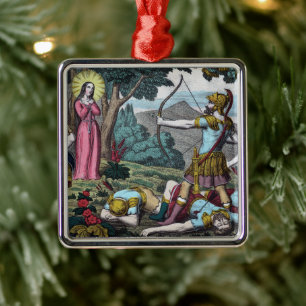 St. Philomena har skjutits med pilar Julgransprydnad Metall
