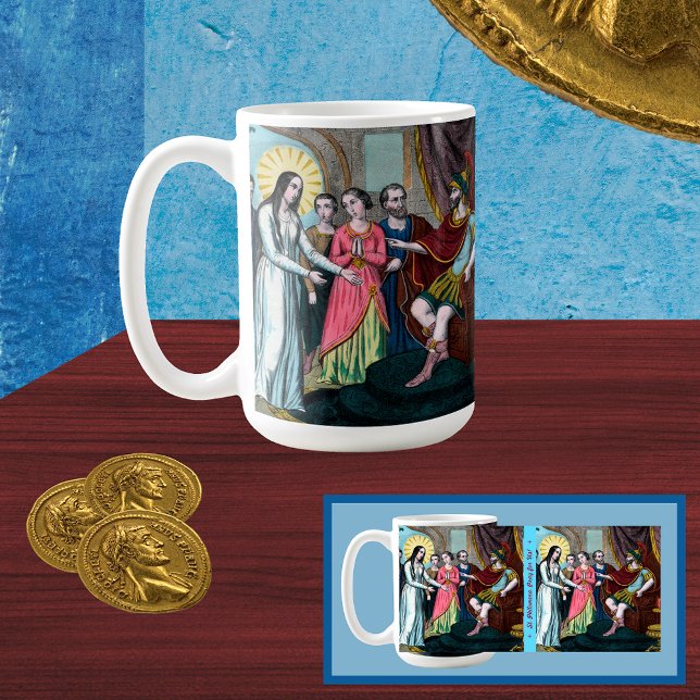 St. Philomena har testats före kejsar Diocletian Kaffemugg (Skapare uppladdad)