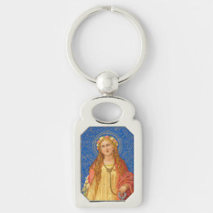 St. Philomena med Anchor (SNV 051) Rektangulärt Silverfärgad Nyckelring