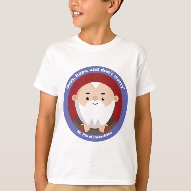 St Pio av Pietrelcina T-shirt (Framsida)