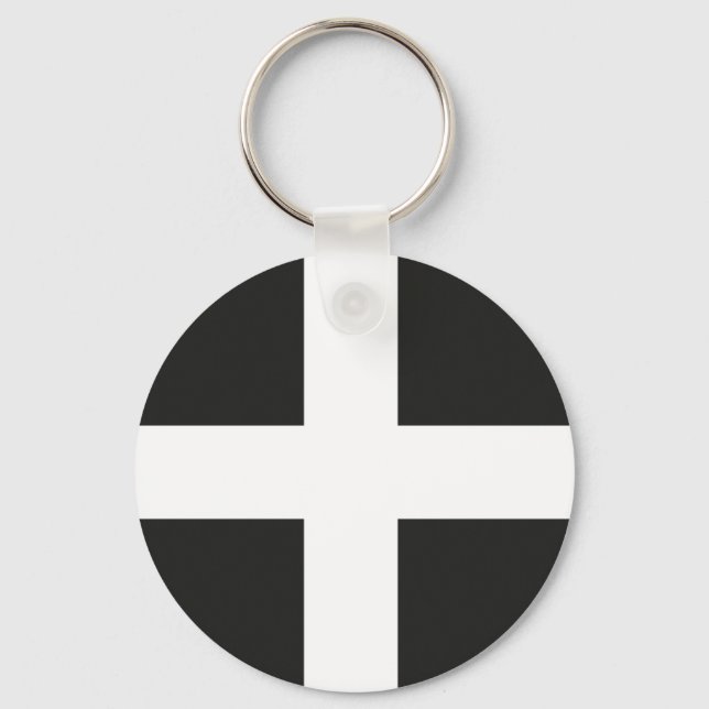 St Pirans Flagga Cornwall Kernow Nyckelring (Framsida)