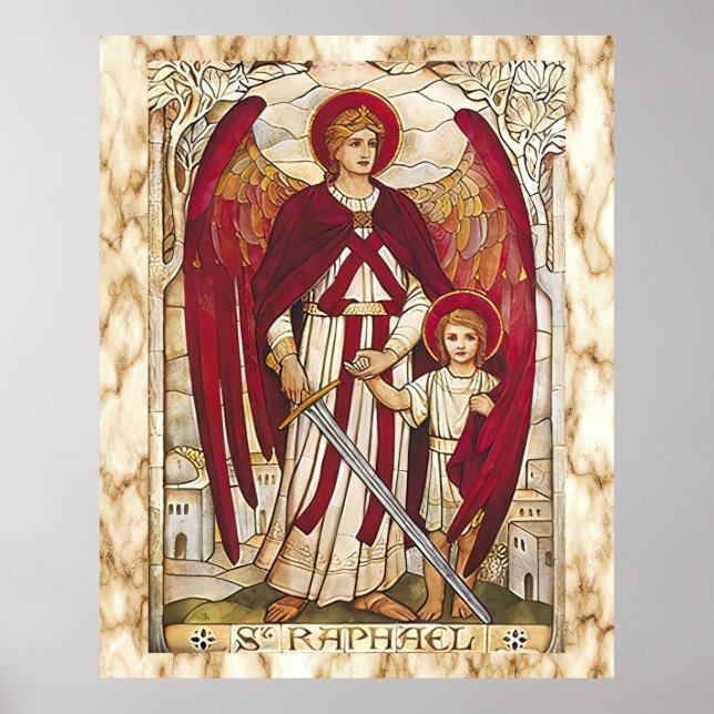 St Raphael Archangel Angel Catholic Saint Poster (Framsidan)