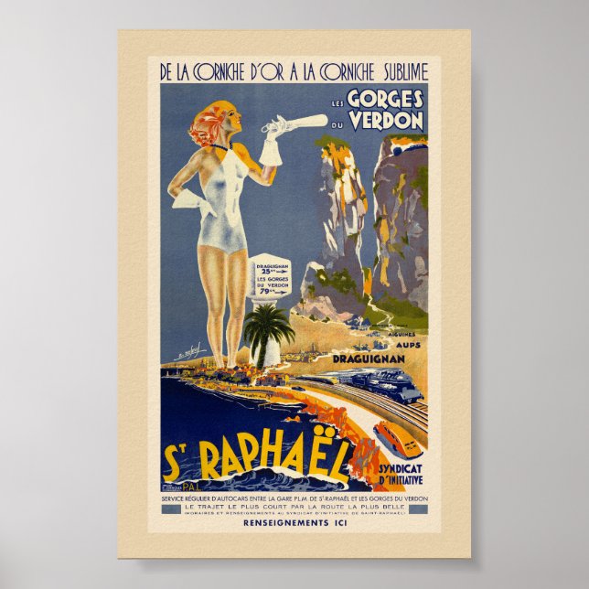 St Raphaël Frankrike Vintage Affisch 1930-talet (Framsidan)