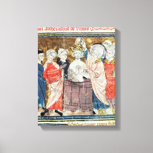 St. Remigius, biskop av Rheims baptizing Canvastryck (Framsida)