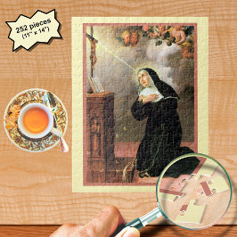 St. Rita med Bees Praying på en Crucifix Pussel