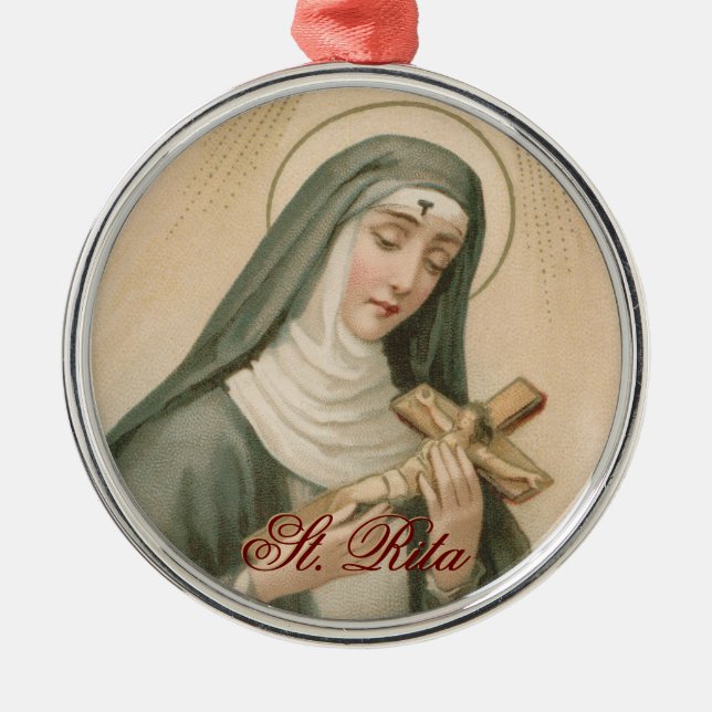 St. Rita of Cascia (M 015) Circular Julgransprydnad Metall (Framsidan)