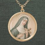 St. Rita of Cascia (M 015) Guldpläterat Halsband<br><div class="desc">Maka, Mor, änka, nun-St. Rita från Cascia (1386-1457) upplevde många levnadsstadier. Livet hade dock ett sätt att placera henne mellan ett sten och ett hårt ställe. Av den anledningen är hon gift som skyddshelgon för borttappad och omöjliga orsaker. Kristus passion har fått en partiell stigmatisering vid 60 års ålder: ett...</div>