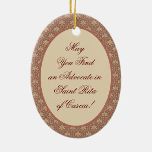 St. Rita of Cascia (M 015) Oval Julgransprydnad Keramik
