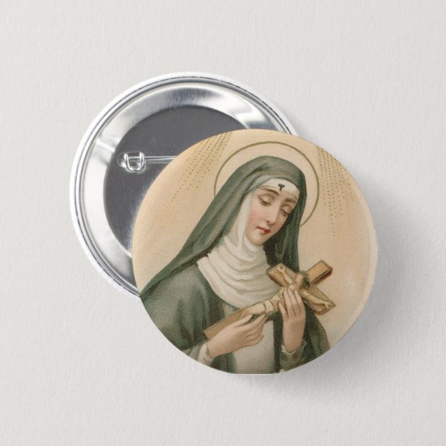 St. Rita of Cascia (M 015) Round Knapp (Framsida & baksida)
