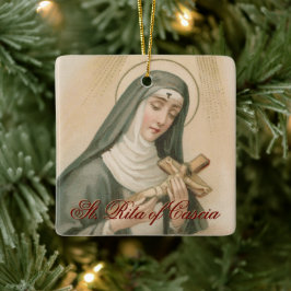 St. Rita of Cascia (M 015) Square Julgransprydnad Keramik