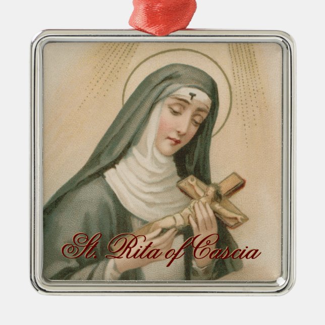 St. Rita of Cascia (M 015) Square Julgransprydnad Metall (Framsidan)