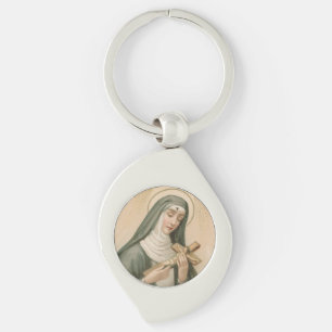 St. Rita of Cascia (M 015) Swirl Metall Silverfärgad Nyckelring