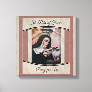 St. Rita of Cascia Thorns Ro Crucifix Canvastryck