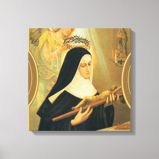 St. Rita of Cascia w/Krona of Thorns Angel Canvastryck (Framsida)