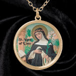 St. Ro i Lima (Detail; K 48) Guldpläterat Halsband<br><div class="desc">St. Ro i Lima (1586-1617) ville bli nunna, men far vägrade att tillåta det. Men så småningom tilläts hon att gå med Saint Dominics tredje order att leva ut sin apostolat hemma. I detta stiliserade porträtt är St. Ro klad i en Dominikansk vana som består av en vit halvvit, gräddaktig...</div>