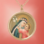 St. Ro i Lima och Kristus Child (M 023) Guldpläterat Halsband<br><div class="desc">Liksom St. Anthony of Padua (JM 05) och några andra mystiska inslag i kyrkan, St. Ro i Lima (1586-1617), upplevde Kristus Child visioner. Vid fem års ålder fick St. Ro lära sig läsa och skriva av honom när vuxnorna runt henne skulle lära sig att lära henne. Som vuxen konverterade St....</div>