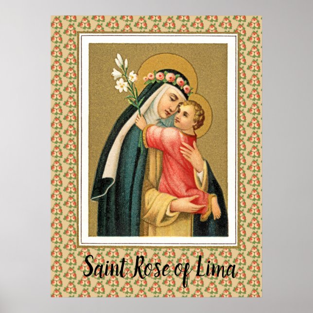 St. Ro i Lima och Kristus Child (M 023) Poster (Framsidan)