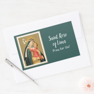 St. Ro i Lima och Kristus Child (M 023) Rektangulärt Klistermärke