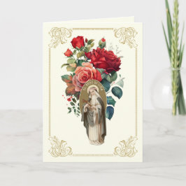 St. Ro i Lima Röd ros Bouquet-Religiösan Tack Kort