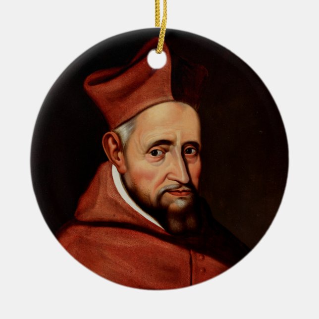 St. Robert Bellarmine Romersk bibliotekskonst Julgransprydnad Keramik (Framsidan)
