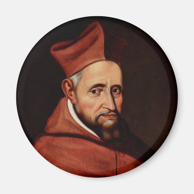St. Robert Bellarmine Romersk bibliotekskonst Magnet (Framsidan)