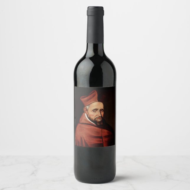 St. Robert Bellarmine Romersk bibliotekskonst Vinflaska Etikett (Framsida)