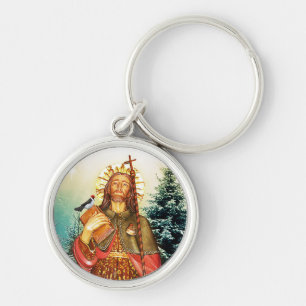 St. Rocco St. Roch San Rocco Rund Silverfärgad Nyckelring