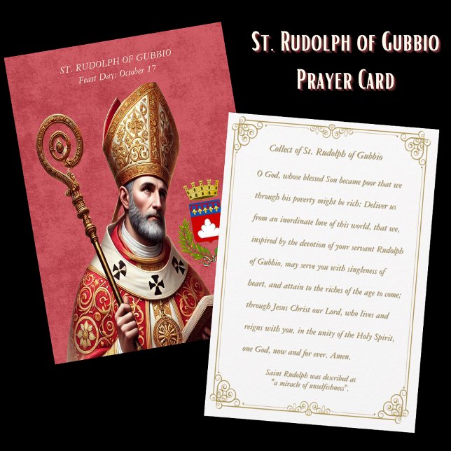 St. Rudolph of Gubbio Italy Saint Prayer Card (Skapare uppladdad)