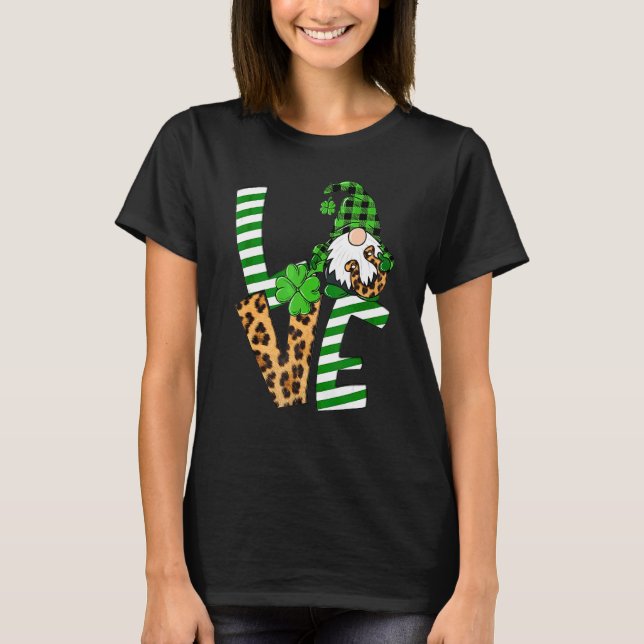 St Saint patrick's day Kärlek Shamrock Gnomies Luc T Shirt (Framsida)