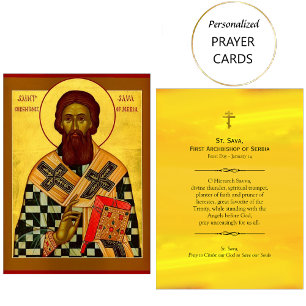 St. Sava, första ärkebiskopen av Serbiens Prayer C Placeringskort