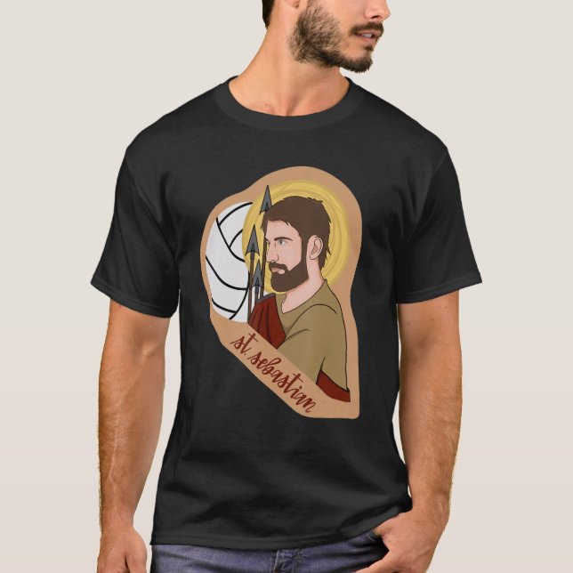 St Sebastian Archery Archer Catholic Patron Saint  T Shirt (Framsida)