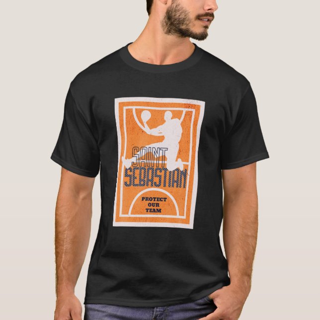 St Sebastian Basketball Dunk Patron Saint Of Sport T Shirt (Framsida)
