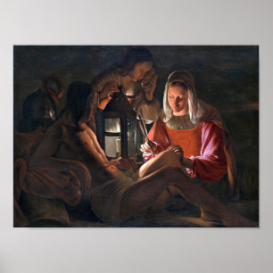 St Sebastian Embraced av Irene, La Tour Poster