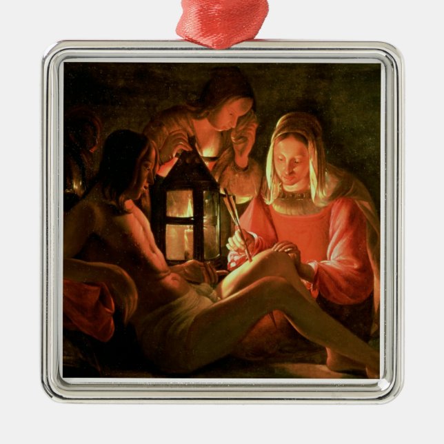 St. Sebastian som ansas av den heliga kvinnan Julgransprydnad Metall (Framsidan)