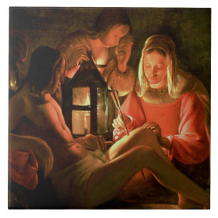 St. Sebastian som ansas av den heliga kvinnan Kakelplatta