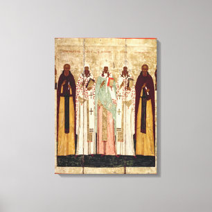 St. Sergius av Radonesh med saintsna av Canvastryck