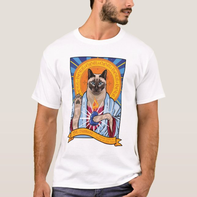 St. Siamese Cat T-Shirt (Framsida)