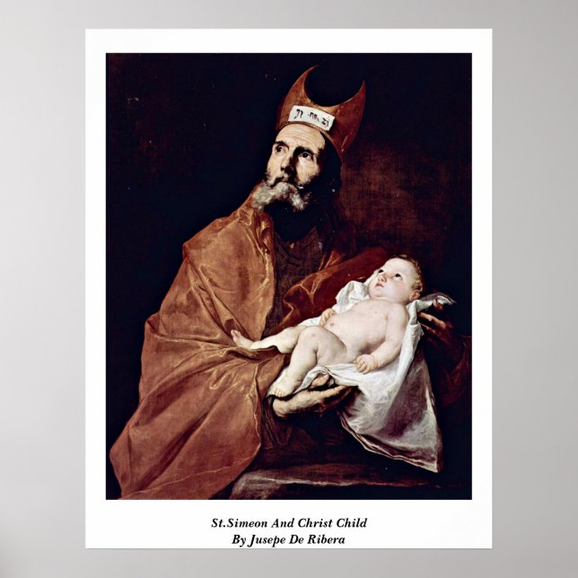 St. Simeon och Kristus Child by Jusepe de Ribera Poster (Framsidan)