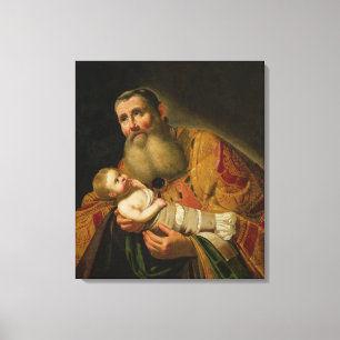 St. Simeon som framlägger den begynna Kristus Canvastryck