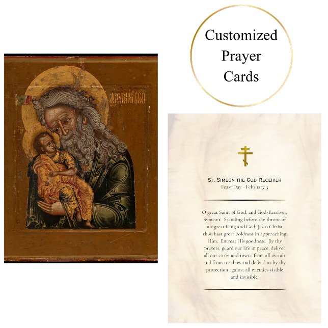 St Simeon the God-Receiver Orthodox Prayer Card Placeringskort (Skapare uppladdad)