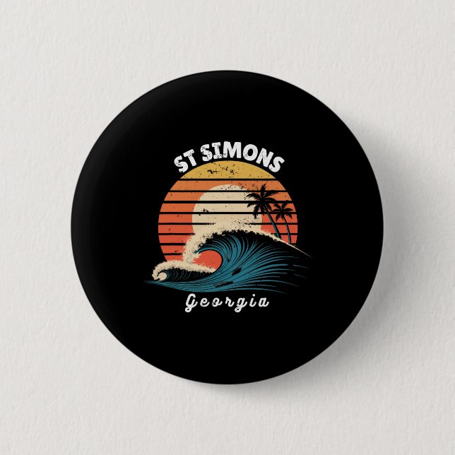 St Simons Beach Georgia Kvinnor Män Surfbräda  Knapp (Framsida)