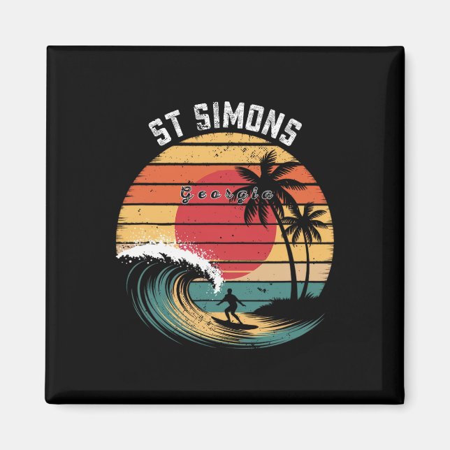 St Simons Beach Georgia Strand Surfing  Magnet (Framsidan)