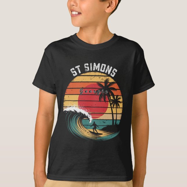 St Simons Beach Georgia Strand Surfing  T Shirt (Framsida)