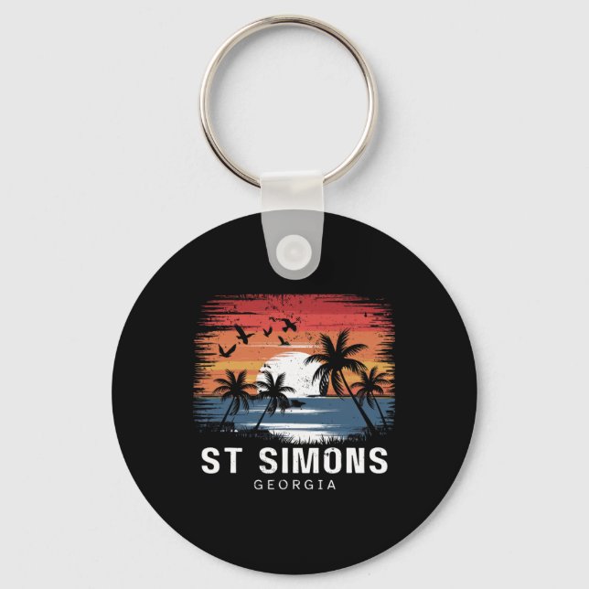 St Simons Beach Georgien Surfing Surfar  Nyckelring (Framsida)