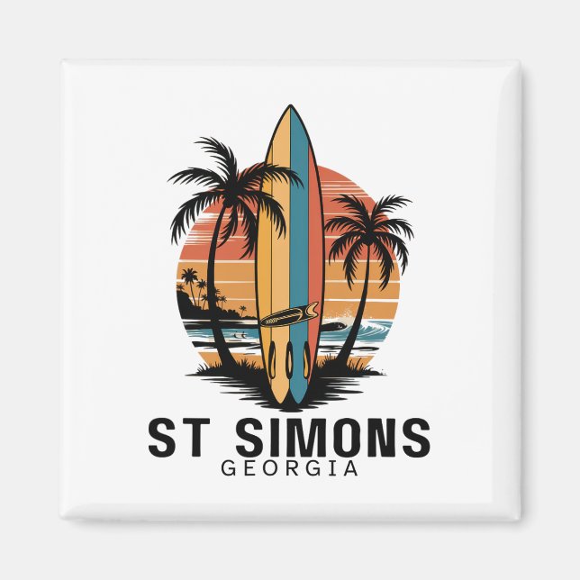 St Simons Beach Georgien Surfing Surfer _1  Magnet (Framsidan)