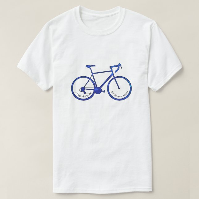 St. Simons Island GA Blue Bicycle T Shirt (Design framsida)